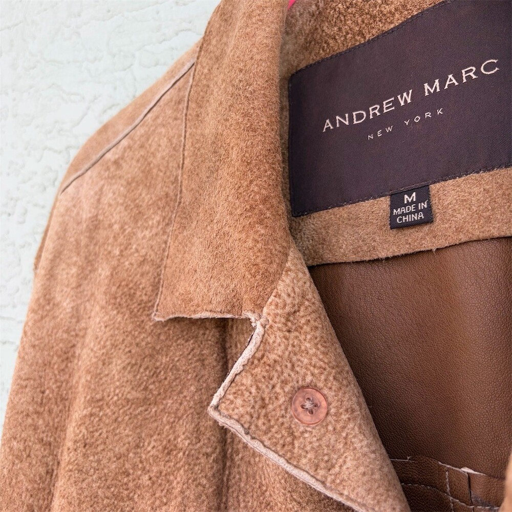 Andrew Marc New York Jacket Men's Size M Brown Button Front Lined Pockets - Picture 4 of 11